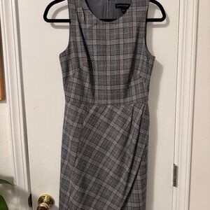 Banana Republic gray plaid wool sleeveless fit-and-flare dress